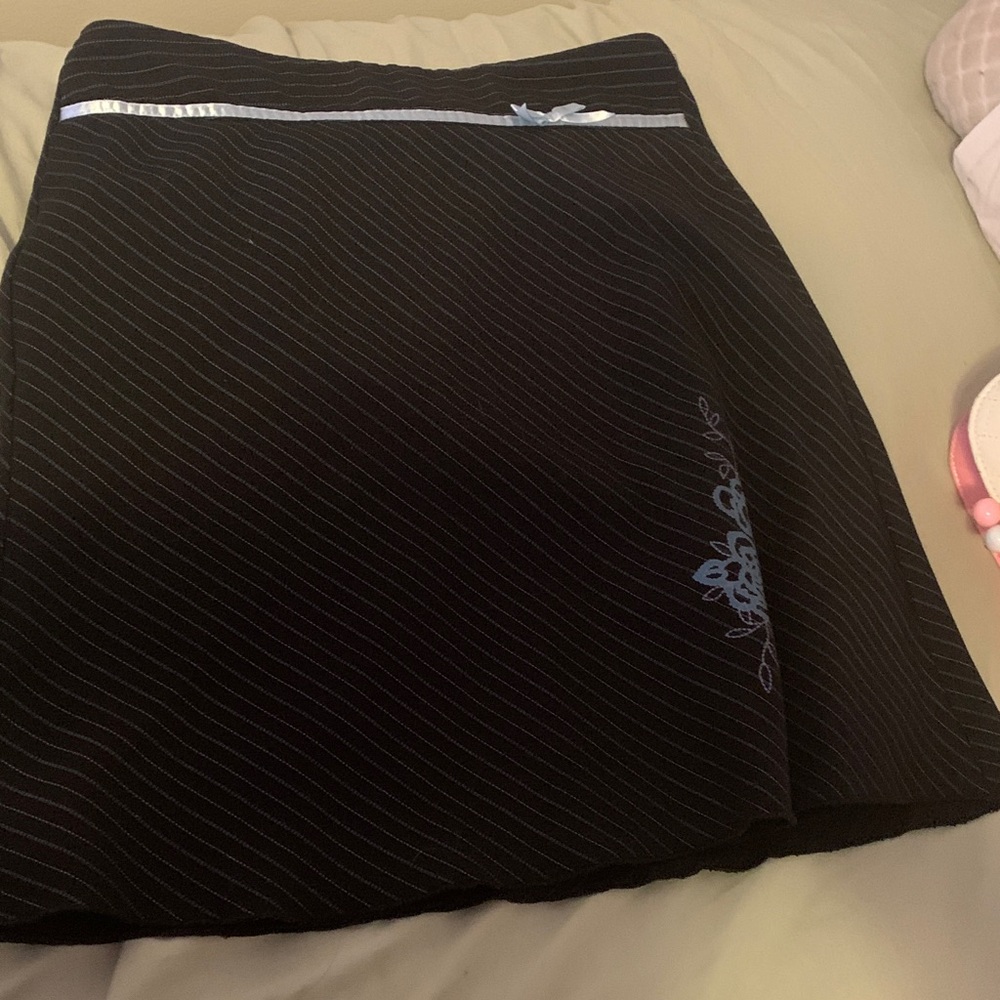 Black Pinstripe Pencil Skirt